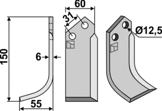 Dondi blad 150x60mm venstre 150mm lengde, Dondi passer