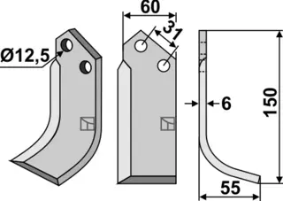 Dondi blad 150x60mm, høyre 150mm lengde, 60mm bredde