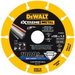 DeWalt Kappeskive metall, diamant 125mm Maksimal holdbarhet