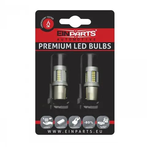 Einparts EPL144 P21W 1156 30SMD 4 - 2stk P21W LED-p&#230;re med CANBUS-kompatibilitet