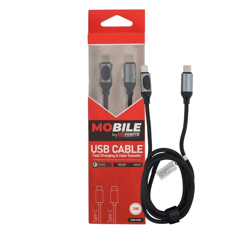 Ladekabel USB-C SVART – 1 meter, USB-C til USB-C