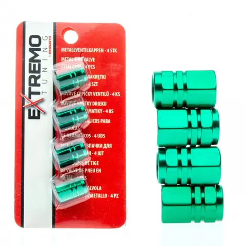 Aluminium Ventilhetter Grønn Sett med 4 stk