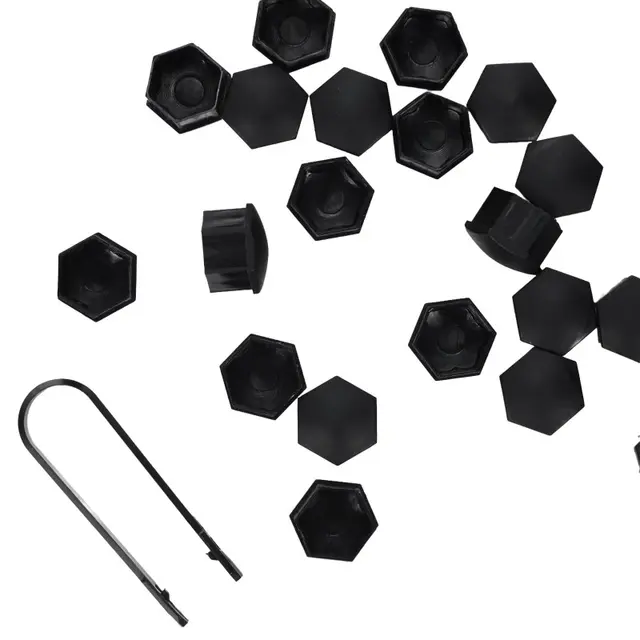 Svarte Hjulboltdeksler 17mm 17mm - 20 stk med avtrekker 