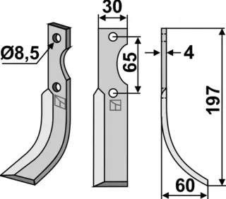 Kniv til Nibbi Bruno 197x30mm, hull 8,5mm