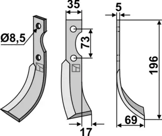 Fres kniv 196x35 mm høyre