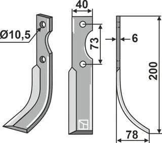 Fres kniv 205x40 mm høyre
