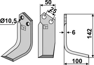 Fres kniv 142x50 mm høyre