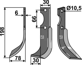Fres kniv 198x30 mm venstre