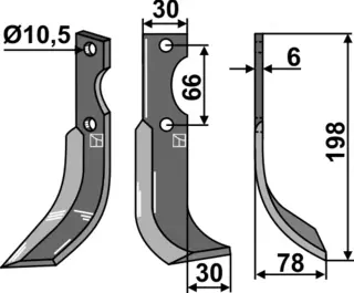 Fres kniv 198x30 mm høyre