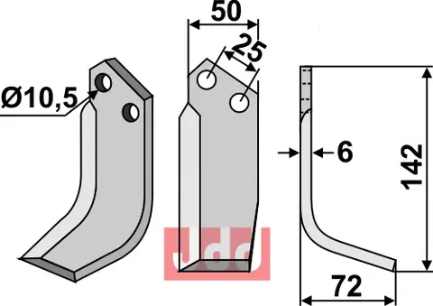 Kniv til Ferrari 142 x 50 mm - Tykkelse 6 mm