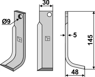 Freserkniv 145x30 mm høyre hull 9