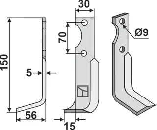 Kniv til Fort venstre 150x30 mm, 9 hull - Fort