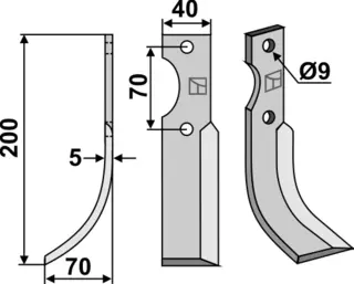 Kniv venstre til Adriatica 200x40 mm, Pantera HP 8-10