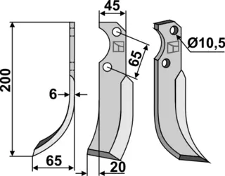 Kniv venstre til Fort 200x45 mm - Venstre
