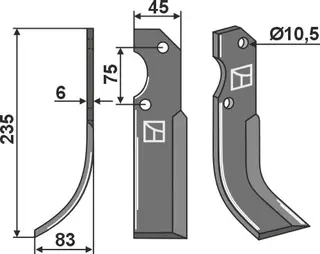 Kniv til Fort venstre 235x45 mm - Fort, Roteco
