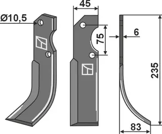 Kniv høyre til Fort 235x45 mm - Høyre