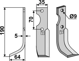Kniv venstre til Fort 190x35 mm - Venstre side