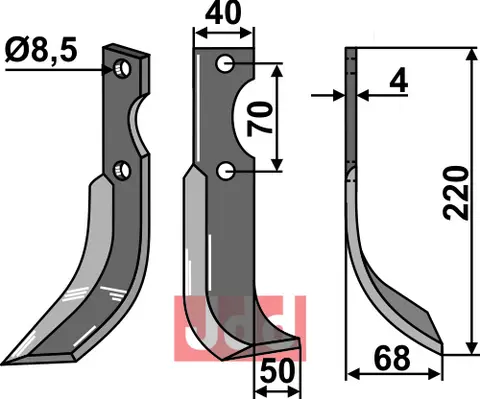 Kniv til Fort 220 x 40 mm - Tykkelse 4 mm