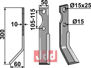 Kniv til Forigo-Roteritalia 300x50 mm - Venstre side