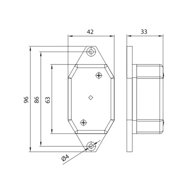 Hvitt markeringslys 12-36V, LED, 0,5/1W 