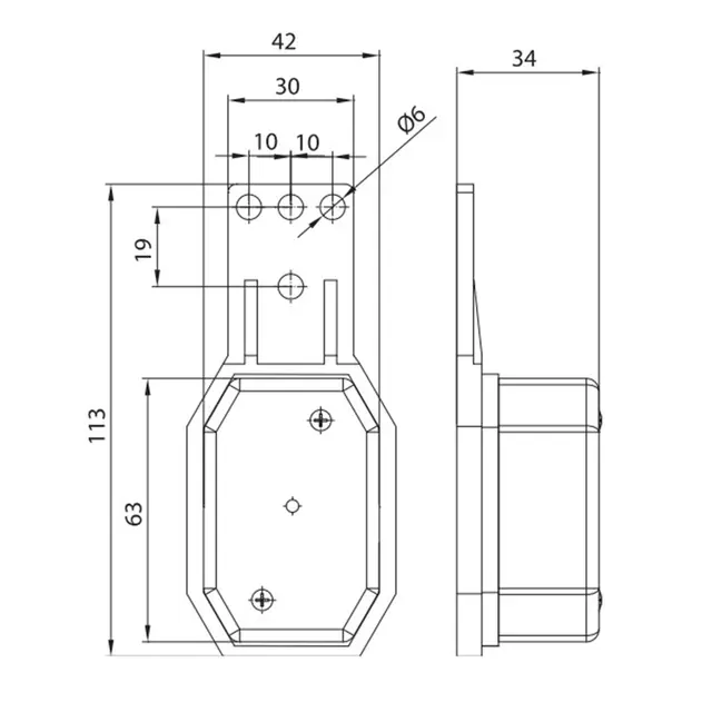 Hvitt markeringslys 12-36V, LED, 0,5/1W 