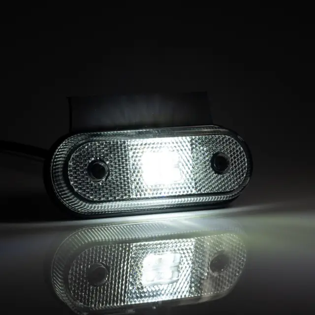 Avlangt, hvitt markeringslys LED, 12-36V, brakett, QS150 kontakt 