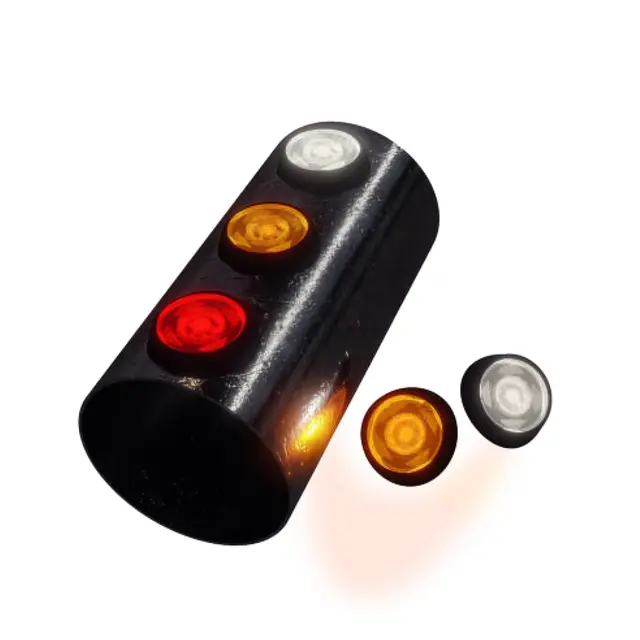 Oransje mini LED markeringslys for hull montering på flater og rør 