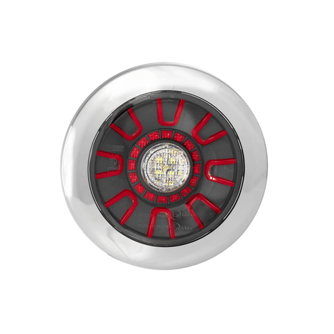 Rundt baklys for begge sider - CHROME innfelt lampe med 5-PIN bajonett kontakt