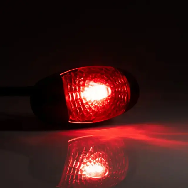 Ovalt, rødt markeringslys LED, 12-36V 