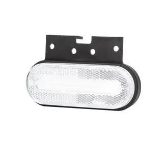 Avlangt, hvitt markeringslys LED, 12-36V, brakett, ADR godkjent