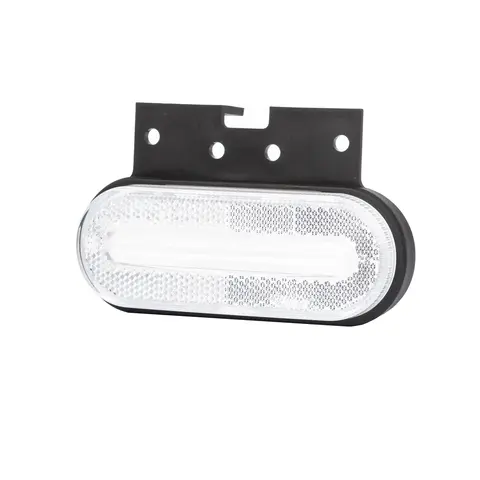 Avlangt, hvitt markeringslys LED, 12-36V, brakett, ADR godkjent