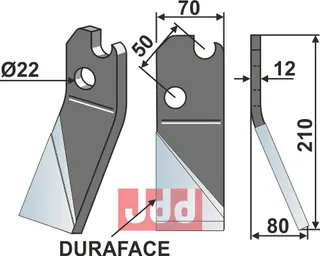 Fres kniv DURAFACE, høyre Moate