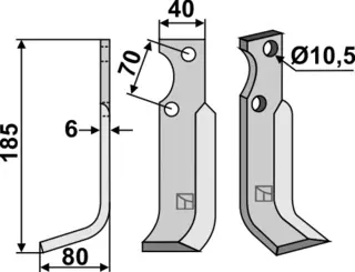 Fres kniv 185x40 mm venstre