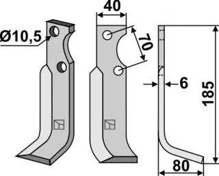 Fres kniv 185x40 mm høyre