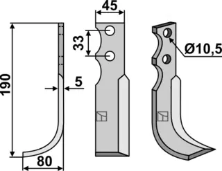 Kniv til Barbieri Lengde 190mm, hull 10,5mm