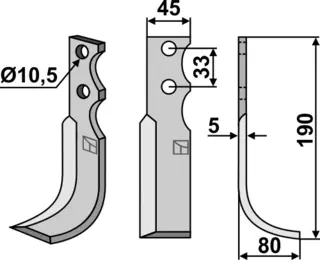 Kniv 190x45mm til Barbieri Lengde: 190mm, tykkelse: 5mm