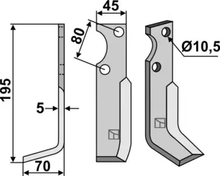 Kniv 195x45mm til Barbieri Lengde 195mm, tykkelse 5mm