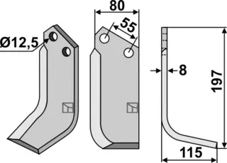 Fres kniv 197x80 mm høyre