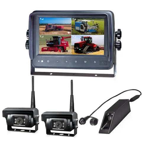 7" trådløst ryggekamerasett til landbruk 2stk kamera m/lukker &amp; 1stk truck kamera