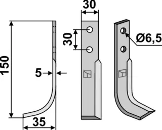 Kniv 150x30mm til Holder L:150mm, B:30mm, H:6,5mm