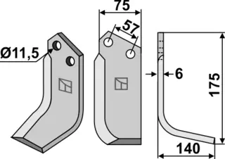 Kniv til Howard L: 175mm, B: 75mm, H: 11,5mm