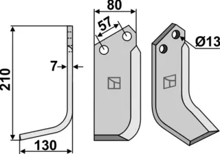 Kniv 210x80mm til Agricom Hole 13, lengde 210mm
