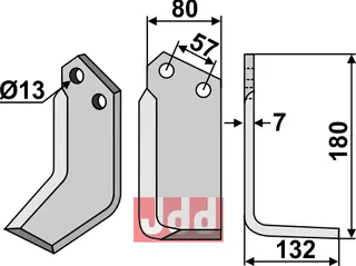 Kniv til Agricom og Howard Lengde: 180mm, Bredde: 80mm