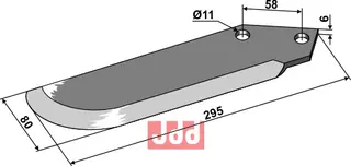 Scarifier blade til Universalblad L:295mm, B:80mm, T:6mm