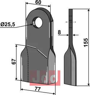 Flail til Röll 155x60mm, hull 25,5mm