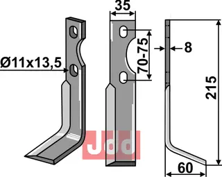 Rotary tind til Simon Lengde 215 mm, Bredde 35 mm