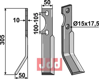 Rotary tind til Simon 305x50 mm - 10 mm tykk