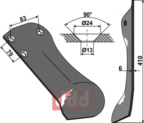 Skjær 410x6mm - venstre - JDD Utstyr