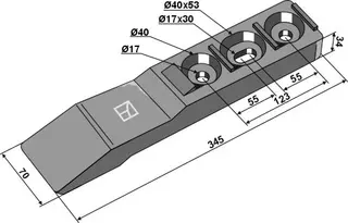 Delingspunkt til Kverneland Arbeidsbredde: 70 cm