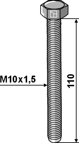 Bolt M10x1,5 - Galvanisert Lengde 110, kvalitet 8.8 